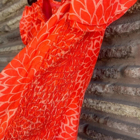 Nanette Lepore Orange Floral Cold Shoulder Sleeveless Corset Tank Top Size 10 - Picture 6 of 9